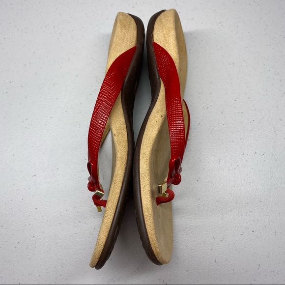 Vionic Bella II Lizard Flip Flops Red Bow Comfort Sandals 10 - Picture 4 of 7